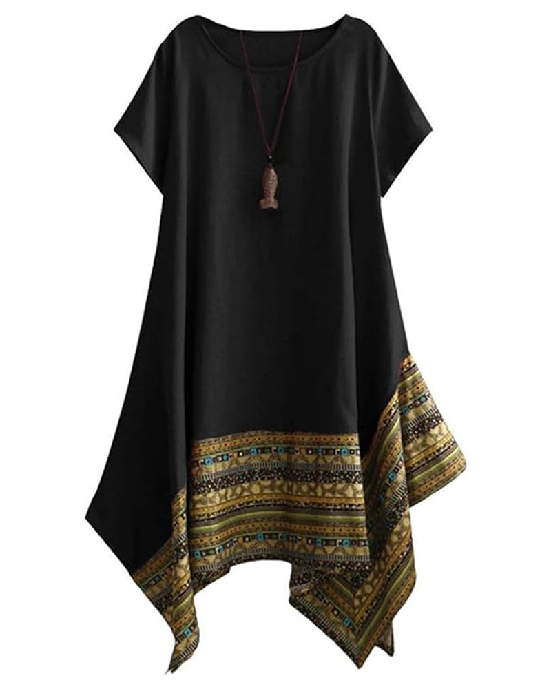 Kleid Bohemian Asymmetrischer Saum