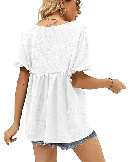 Bluse Lässig Rüsche Loose Fit