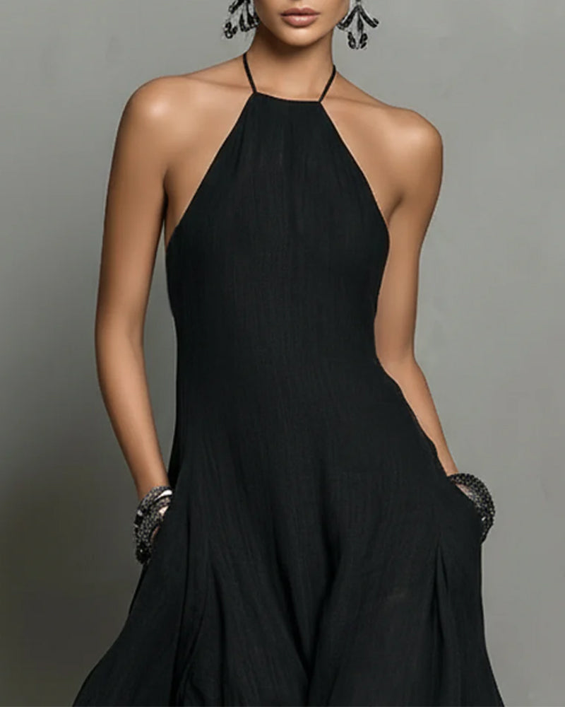 Kleid Modisch Halter Neck Lang