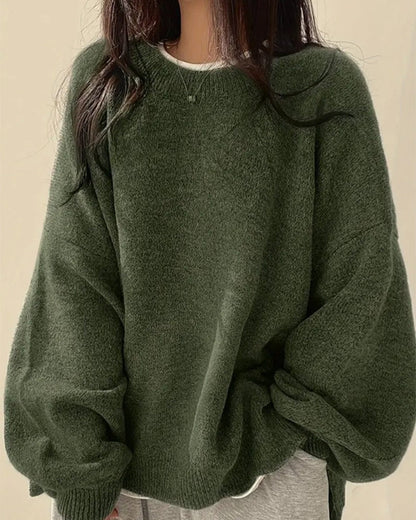 Pullover Rundhals Seite Schlitz