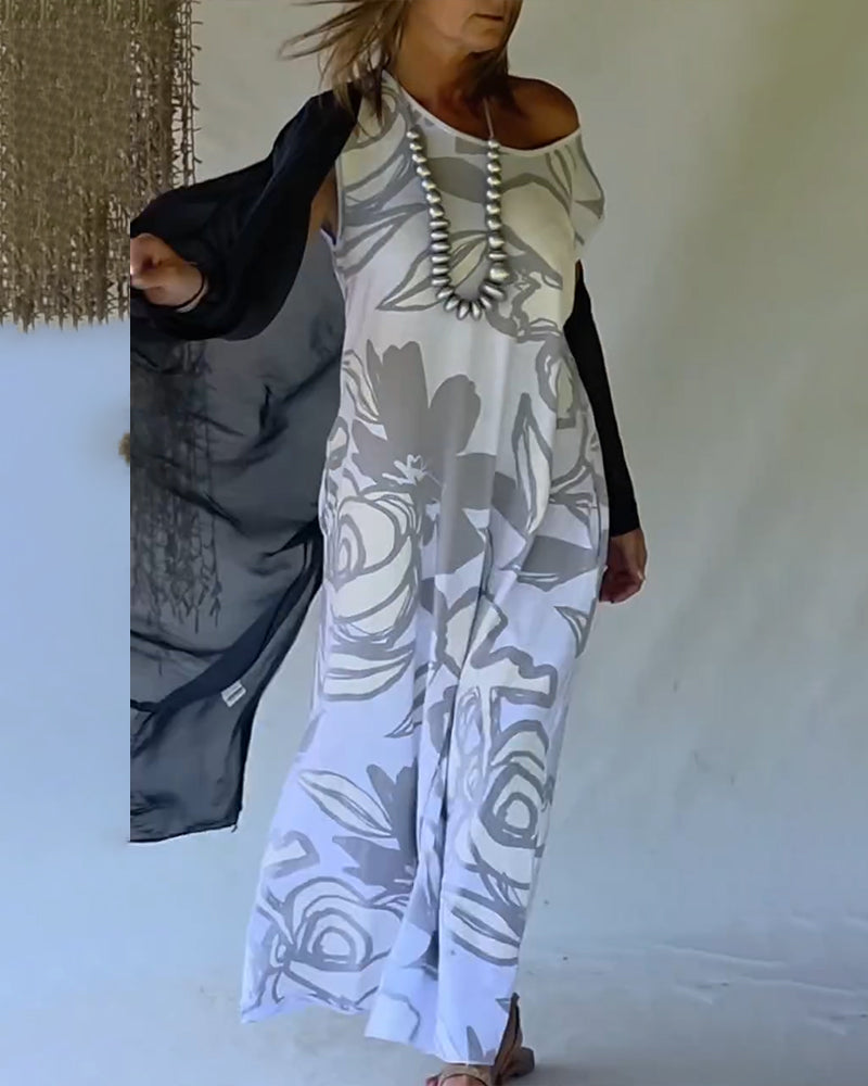 Kleid Abstrakt Blumendruck Ärmellos