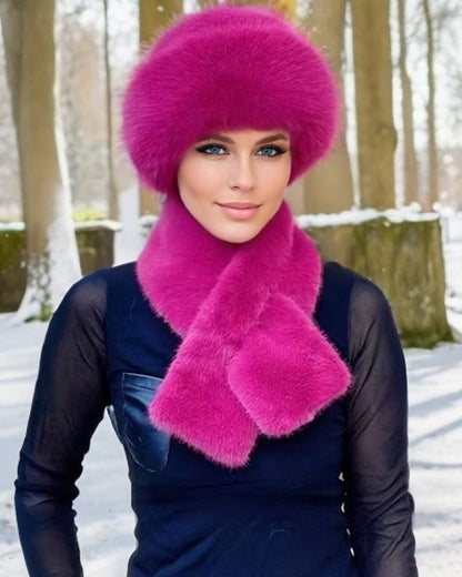 Flauschiger Fell-Bucket-Hut, Warmer Winterhut + Kostenloser Passender Schal