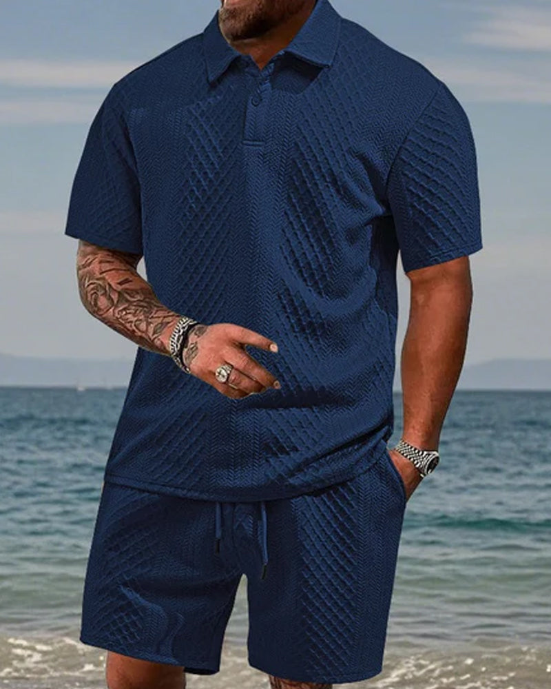 Herren Poloshirt Kurzarm 2-teiliges Set