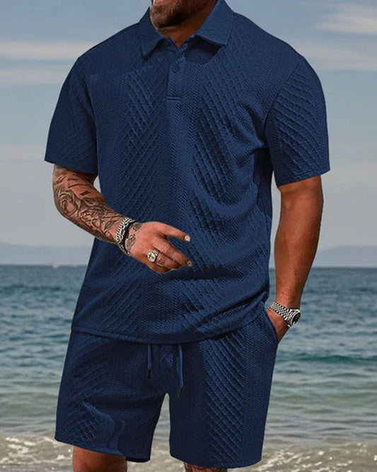 Herren Poloshirt Kurzarm 2-teiliges Set