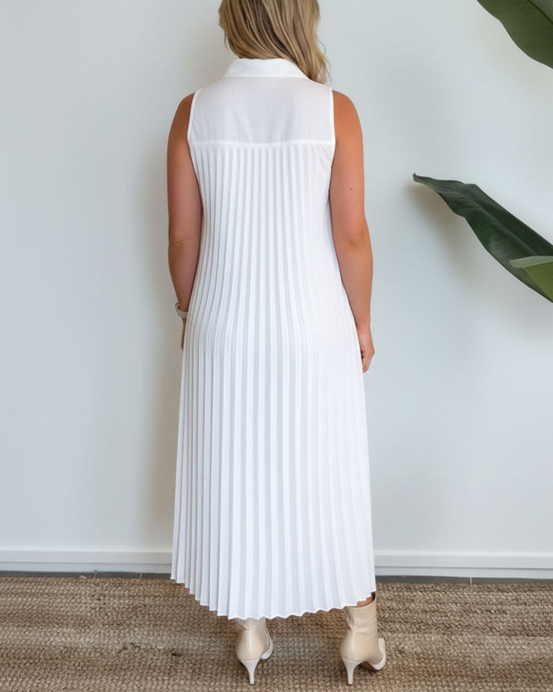 Kleid Revers V-Ausschnitt Ärmellos