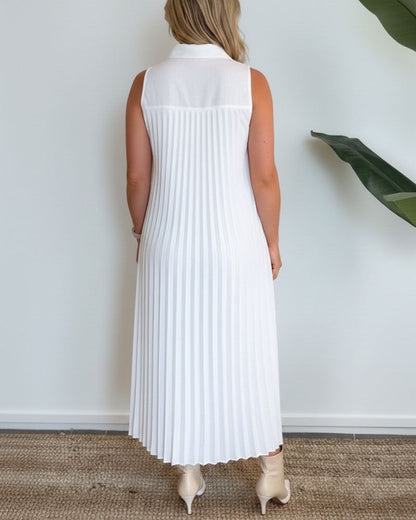 Kleid Revers V-Ausschnitt Ärmellos