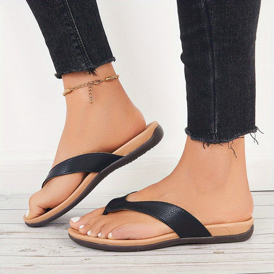 Flip-Flops aus braunem Leder - Lena