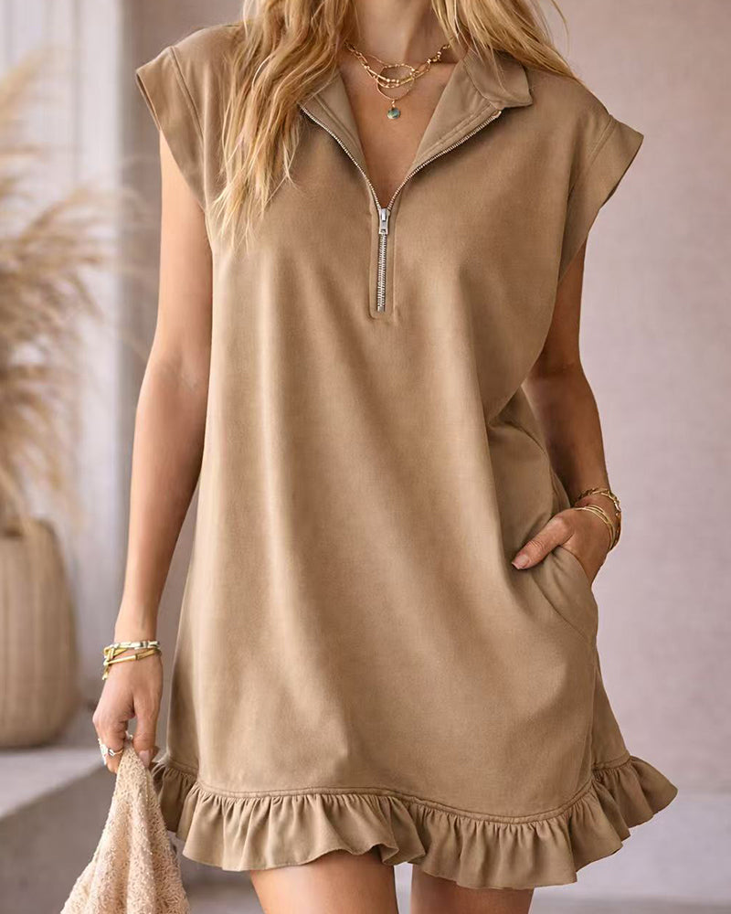 Kleid Ärmellos Reißverschluss Casual