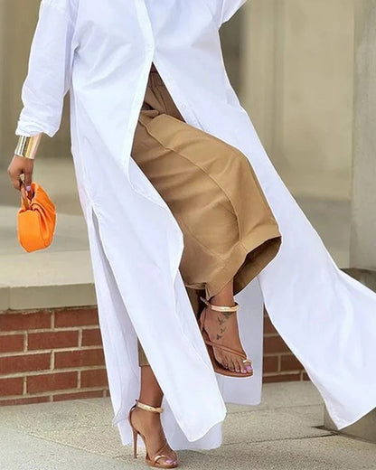 Hose Unifarben Elastischer Bund Tulpen-Saum Cropped