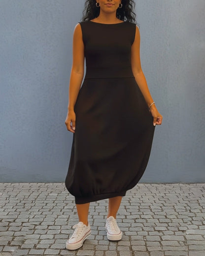 Kleid ärmellos einfarbig Laterne