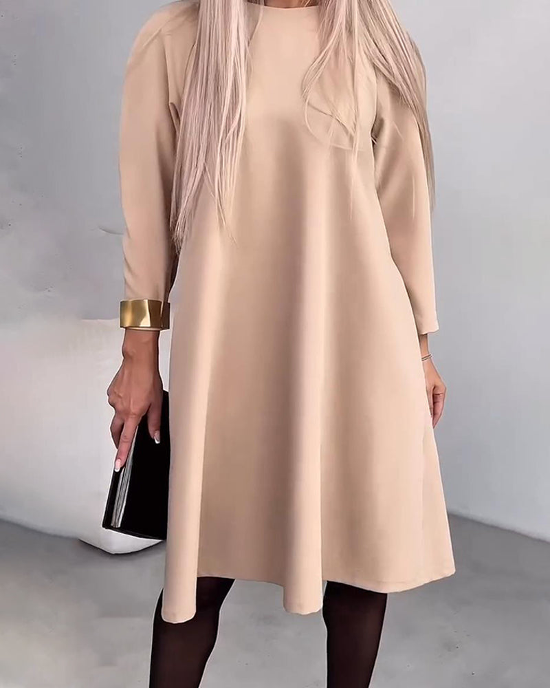 Kleid Knopfleisten-Design Raglanärmel einfarbig