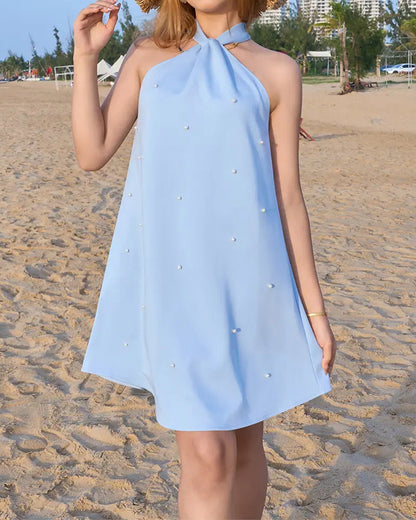 Kleid Elegant Kreuz Halter Gerade