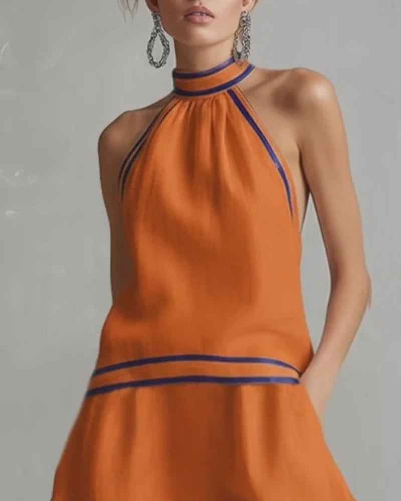 Kleid Halterneck Kontrast