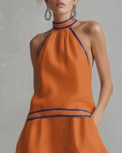 Kleid Halterneck Kontrast
