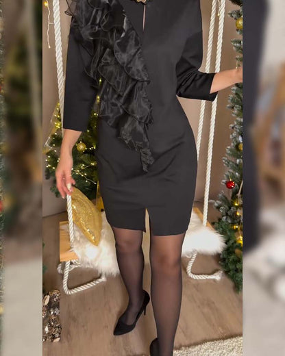 Kleid stilvoll einfarbig gerüscht