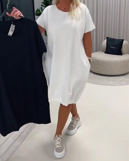 Kleid Kurzarm Rundhals Loose-Fit