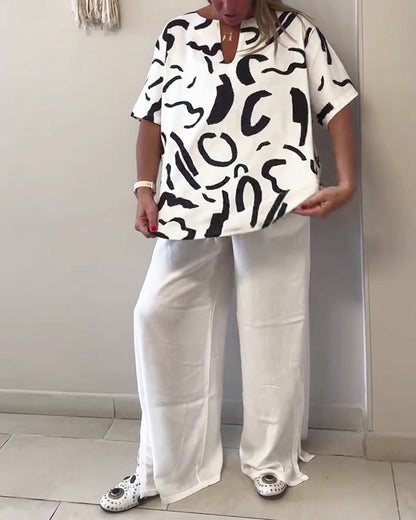T-Shirt Kurzärmlig Geometrisch Druck