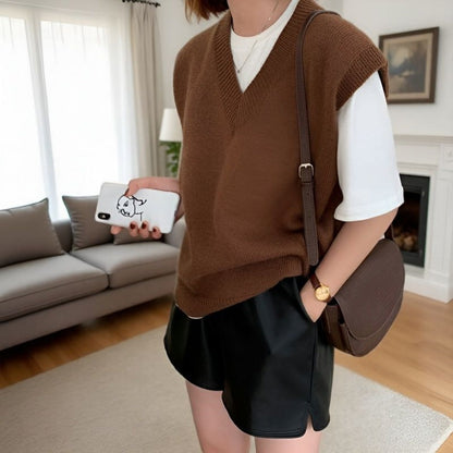 Knit V-Neck Sweater Vest for Women - Rachele