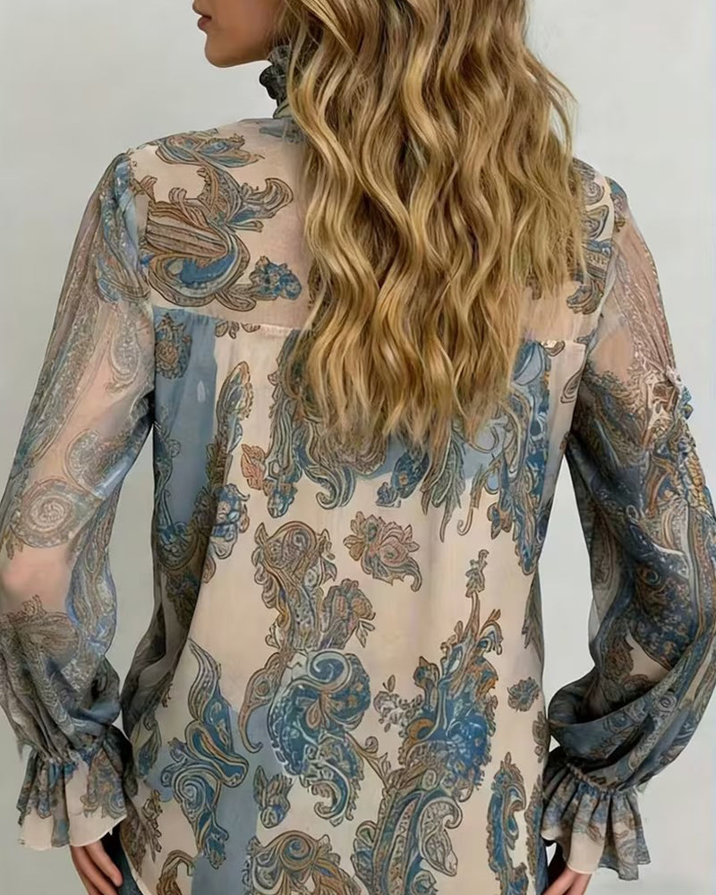 Bluse Boho-Stil Cashew-Blume Stilvoll