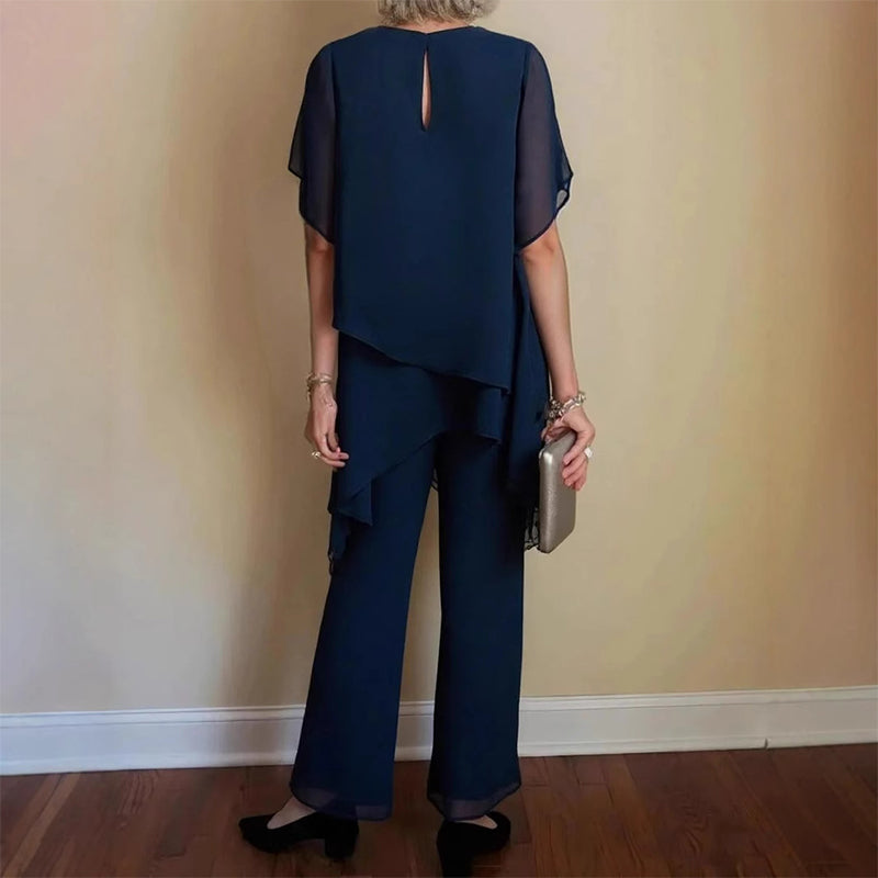 💎 50% RABATT! 💎 Charmantes asymmetrisches Top & Wide-Leg-Hosen-Set – asymmetrischer Saum, fließende Doppellage & ganztägige Eleganz 👗✨