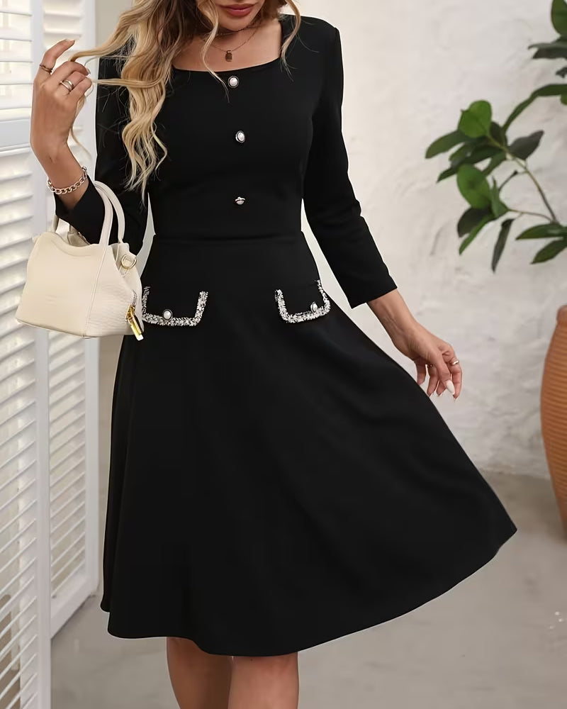 Kleid Temperament Weiter Kragen Slim A-Saum