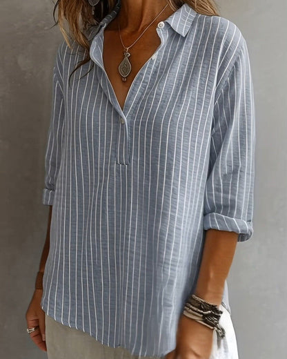 Bluse Revers Vertikal Gestreift