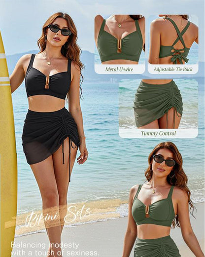 Bikini Urlaub Einfarbig Schnürung