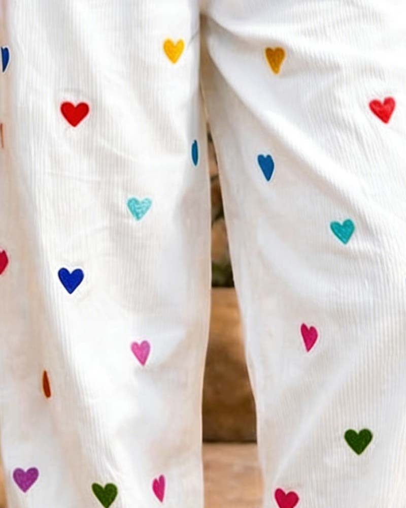 Hosen Herz Elastische Taille Weite Beine Kurz
