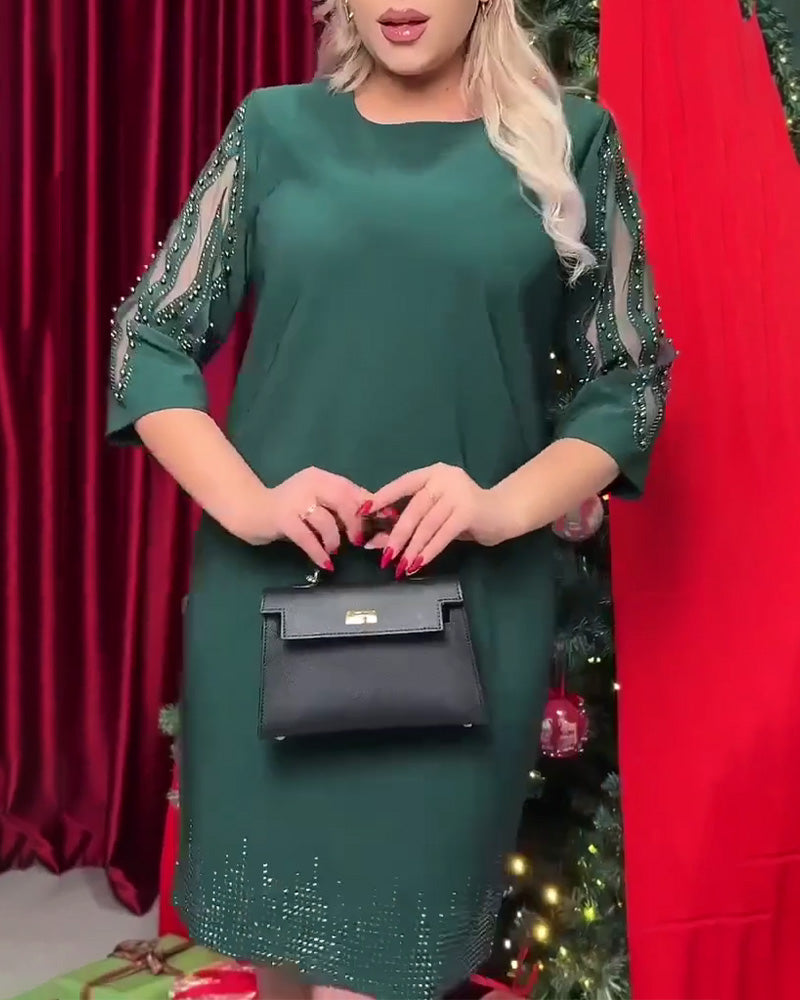 Kleid Halbärmel Dauerwelle Gerade