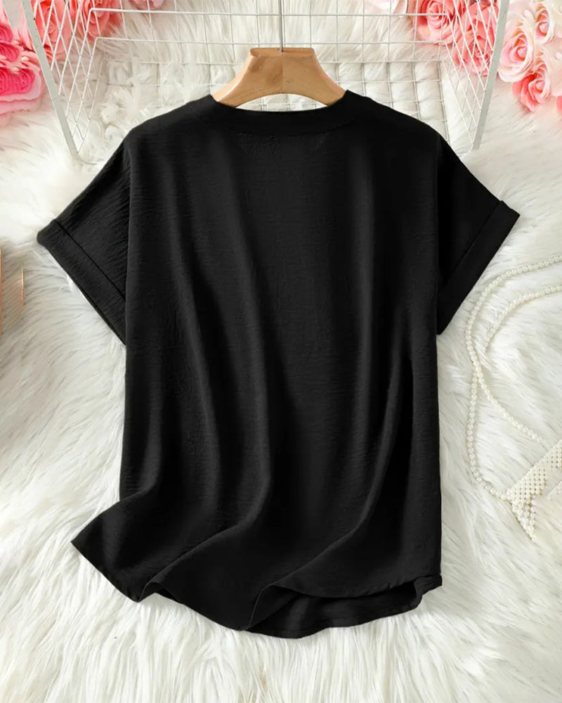 Shirt lockere einfarbige damenfreizeitliche