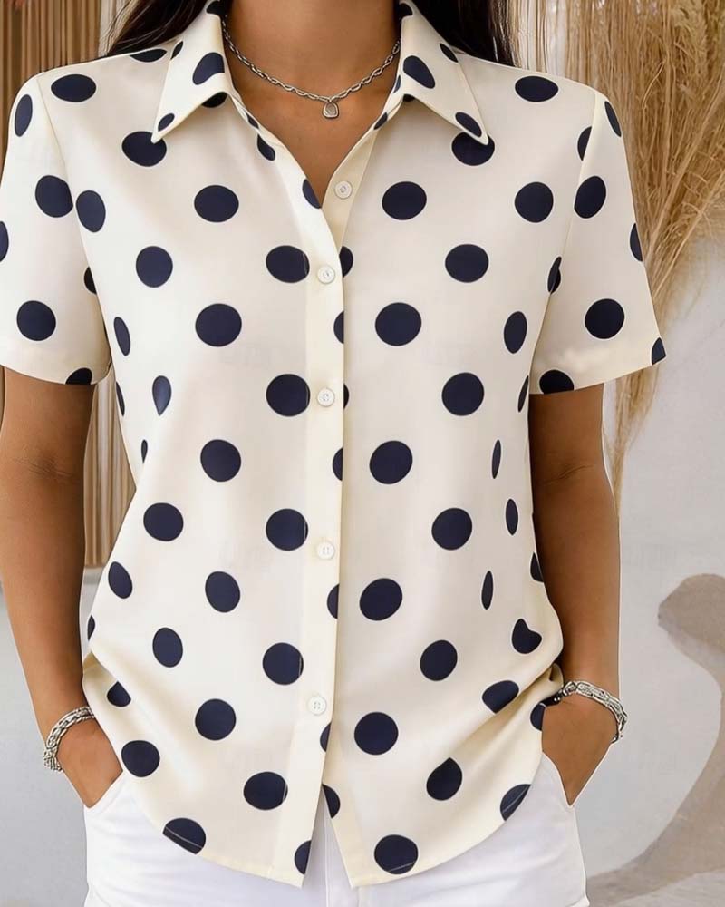 Bluse Polka-Dot Kurzarm