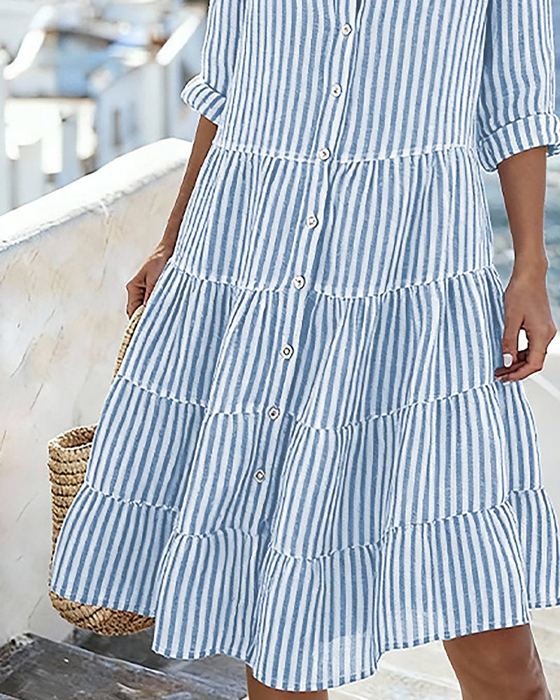 Kleid Vertikal Gestreiftes Hemd