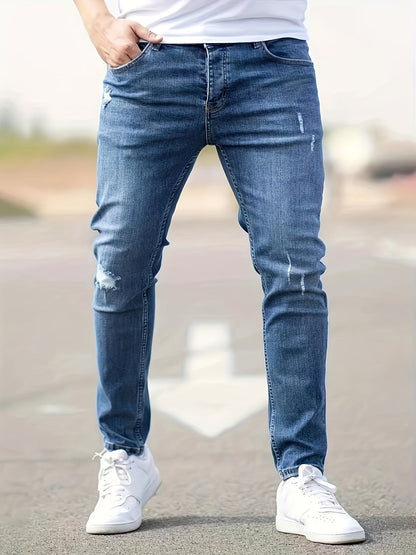 Blaue Slim-Fit Jeans mit Used-Look - Oliver