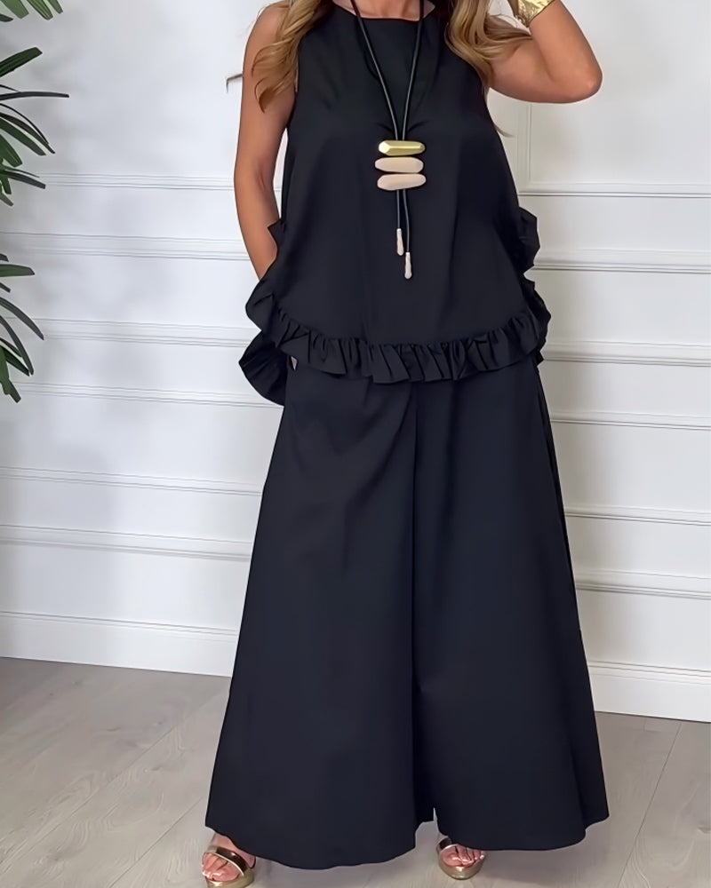Bluse Ärmellos Spitzen Saum Camisole