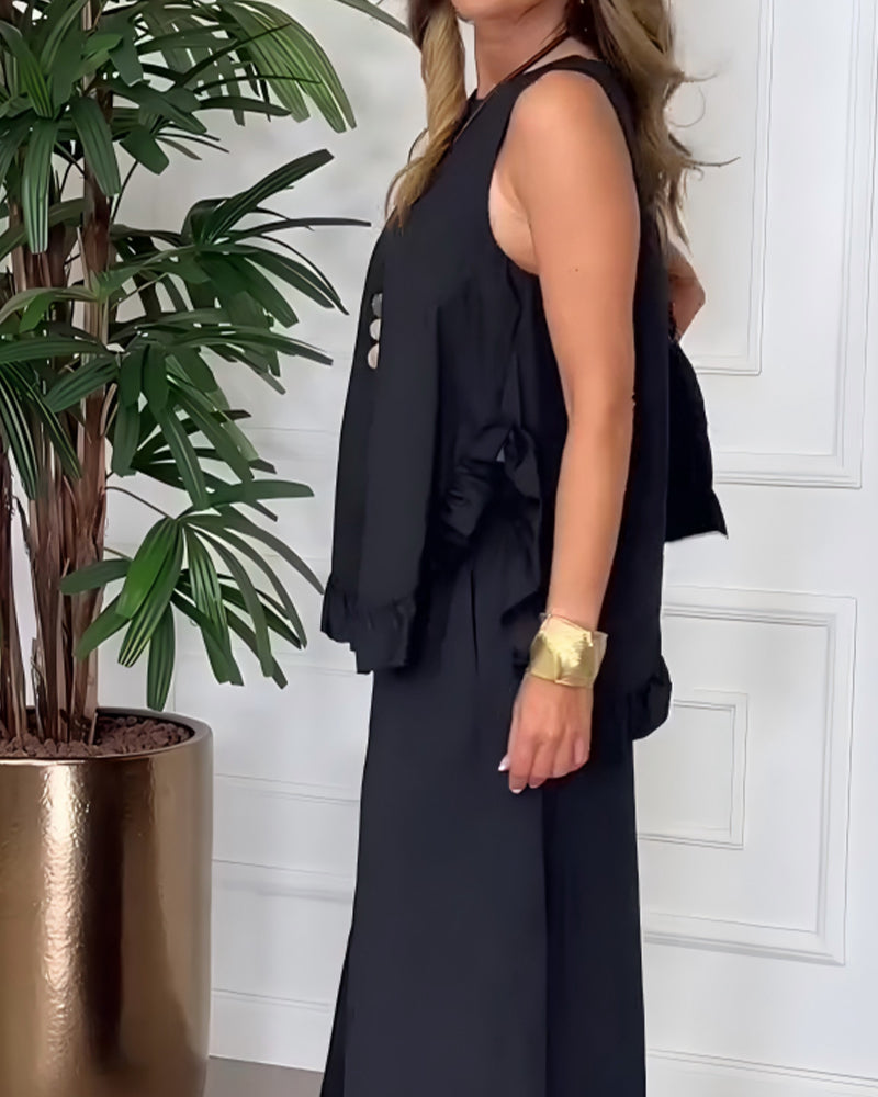 Bluse Ärmellos Spitzen Saum Camisole