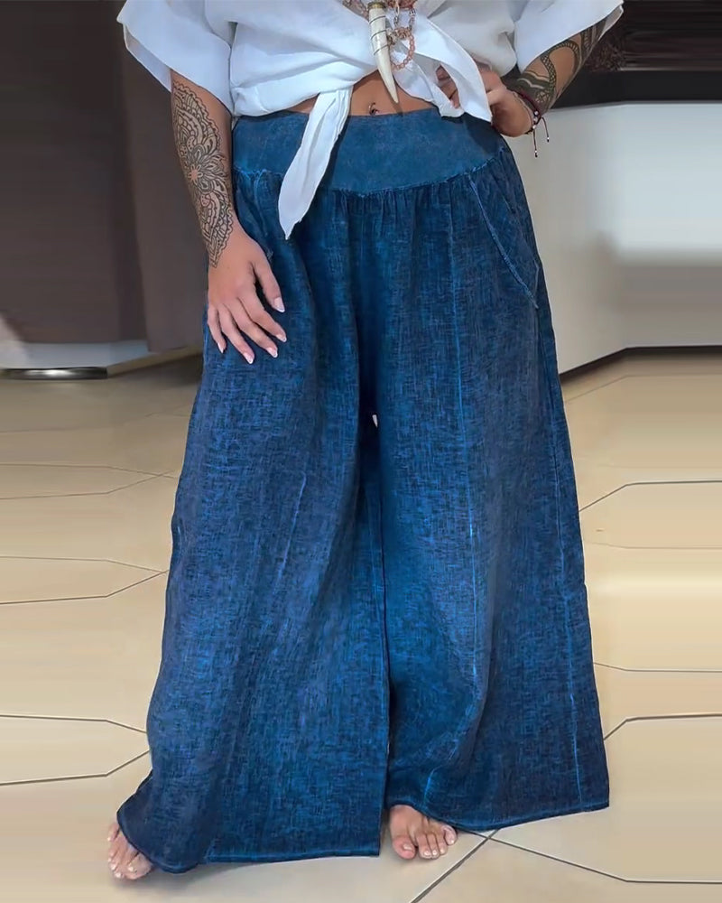 Hose Retro Hohe Taille Weites Bein