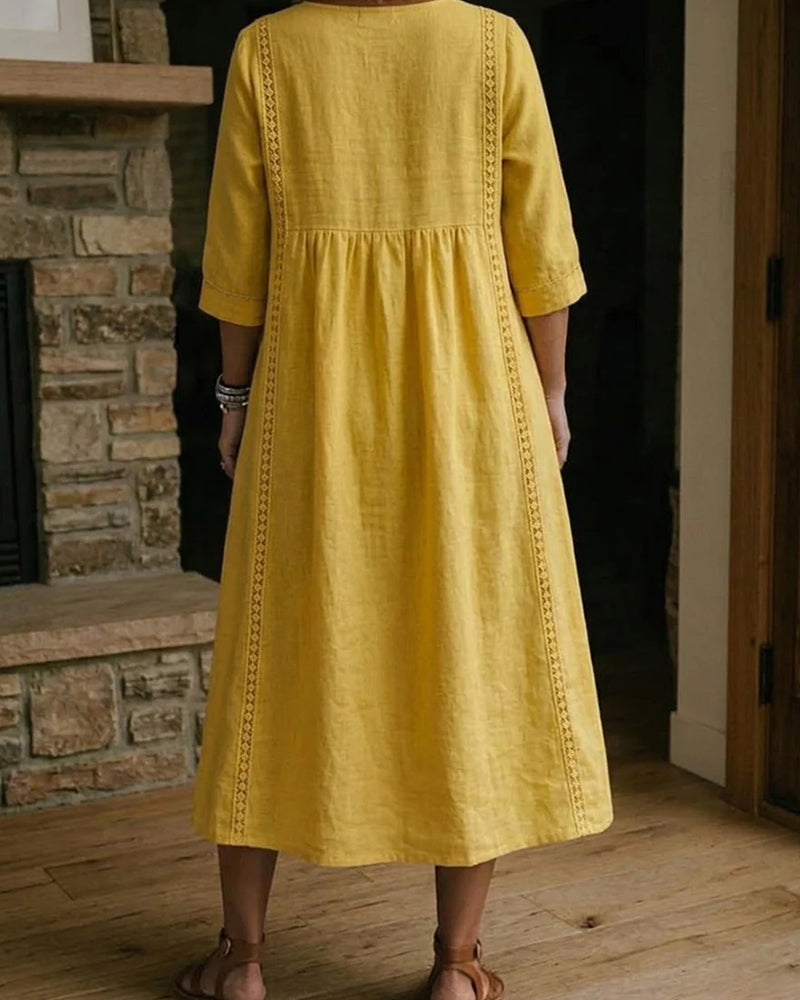 Kleid Hohl Aus V-Ausschnitt Locker