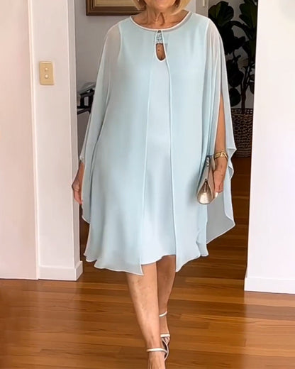 Kleid einfarbig modischer Kapellenärmel