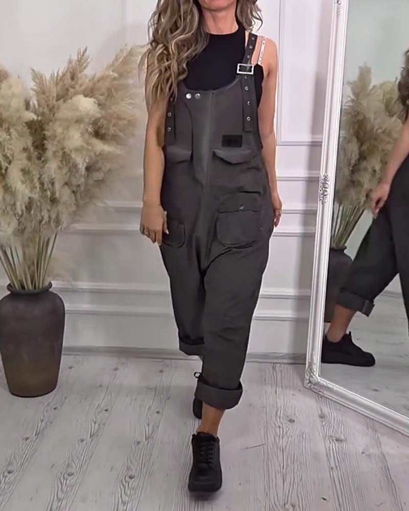 Jumpsuit Unifarben Casual Arbeitskleidung