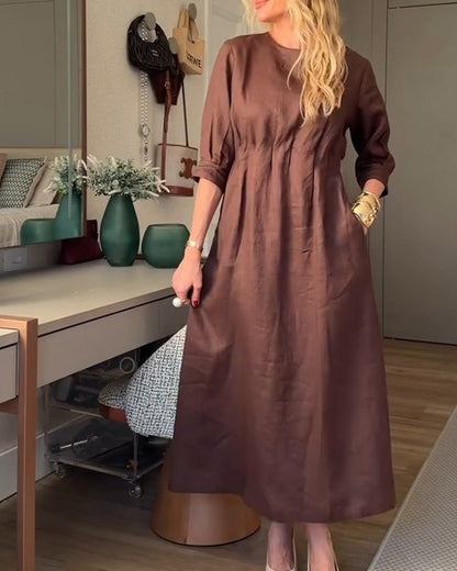 Kleid Casual Halbarm Gefaltet Lang