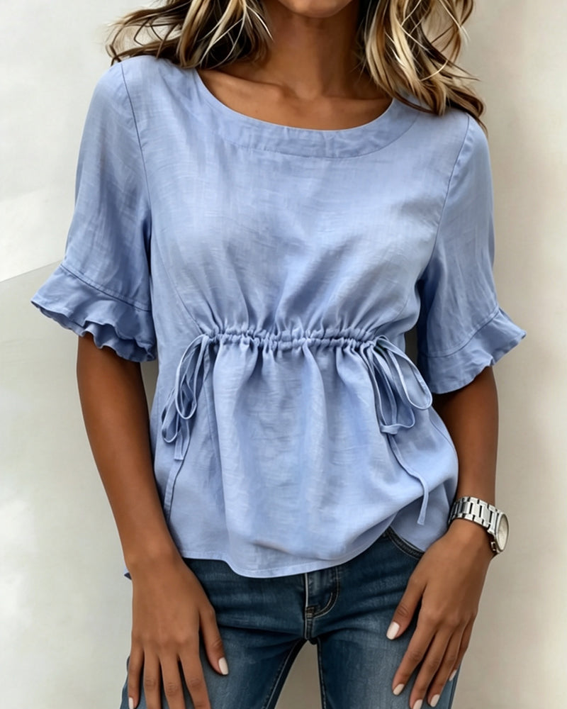 Bluse Rüschen Bindegürtel