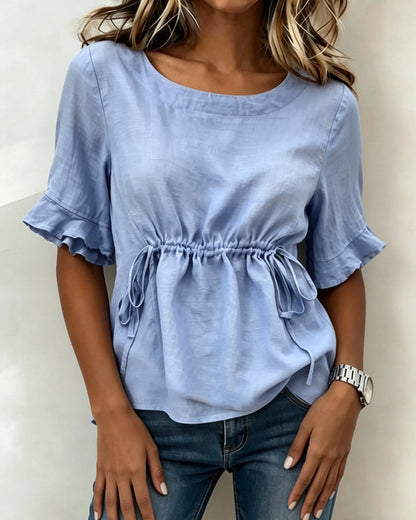 Bluse Rüschen Bindegürtel