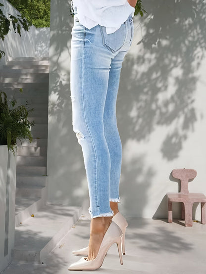 Jean skinny bleu clair effet vieilli - Zoe