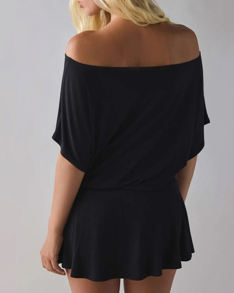 Kleid Off-Shoulder Locker Fledermaus