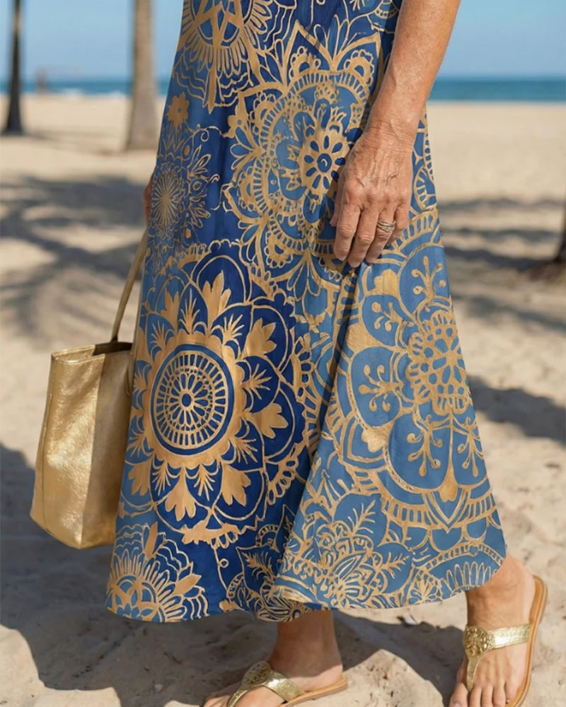 Kleid Mandalaprint Ärmellos Lässig