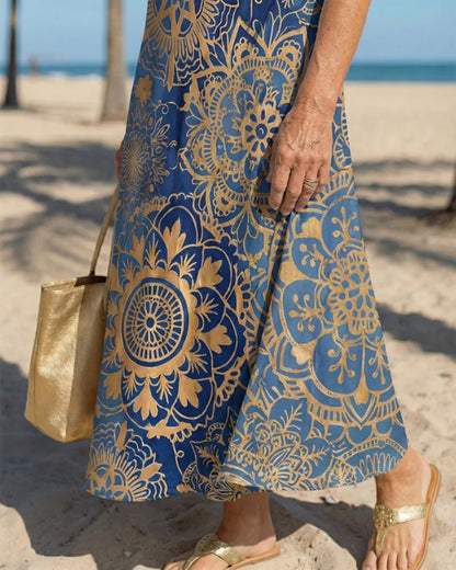 Kleid Mandalaprint Ärmellos Lässig