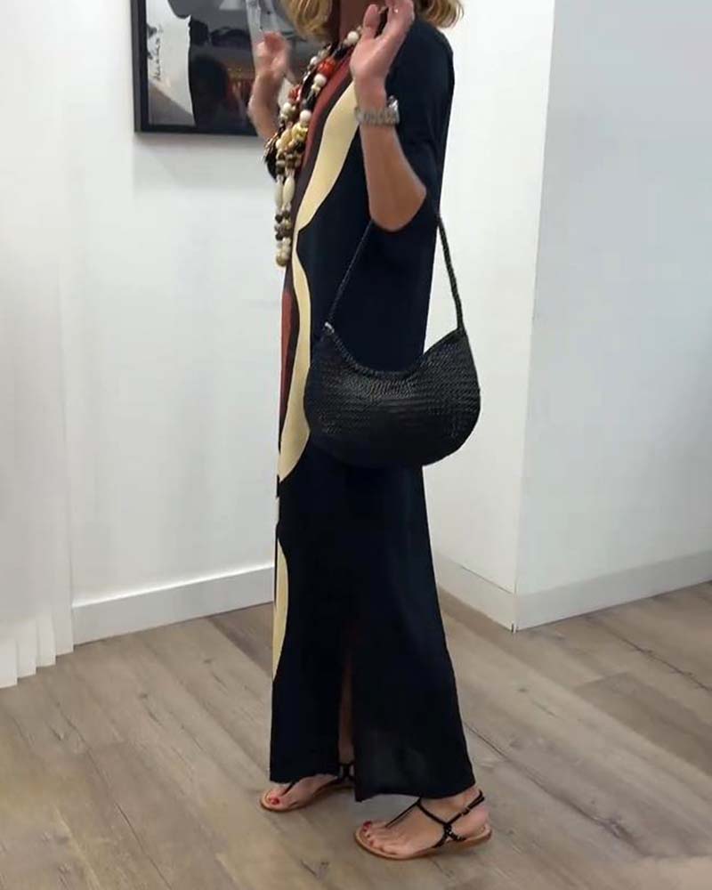 Kleid V-Ausschnitt bedruckt Streetstyle