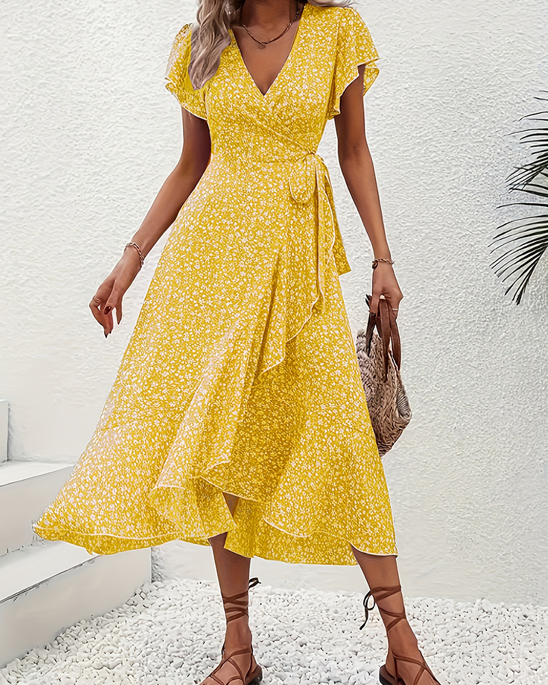 Kleid kleine Blüten binden vorne Urlaub