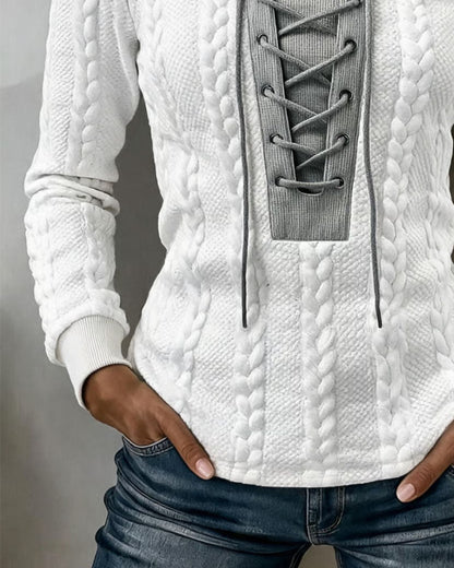 Oberteil Zopfstrick Patchwork Binden Mode