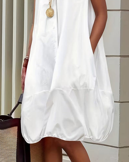 Kleid Kragen Ärmellos Hemd
